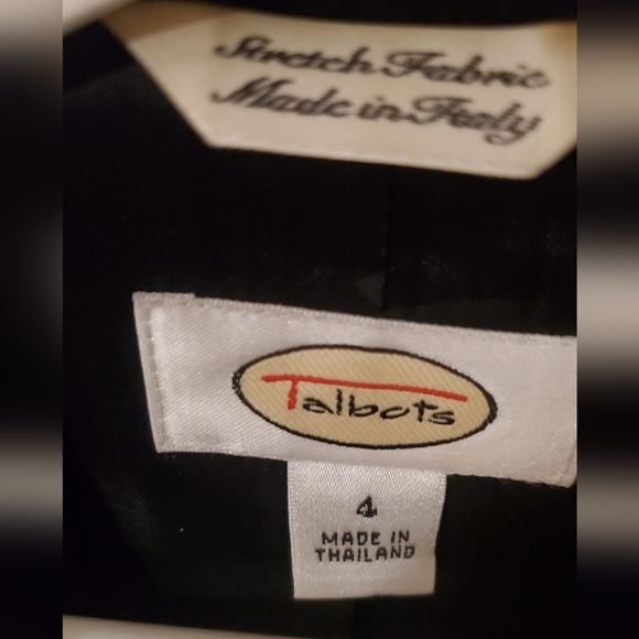 Talbots Black Italian Wool Blazer Jacket Classic Notched Lapels 2 Button Size 6 - Picture 8 of 9